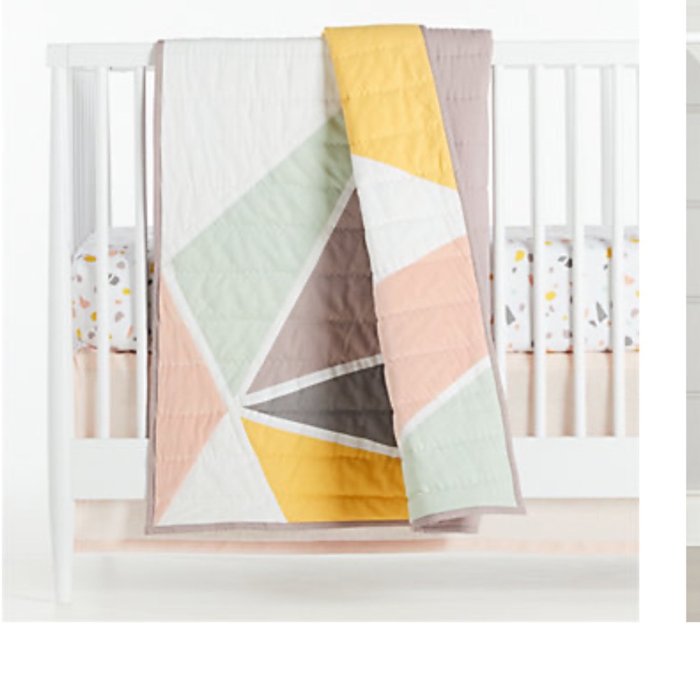 Crate & Barrel Pieced Geo Baby Crib Quilt